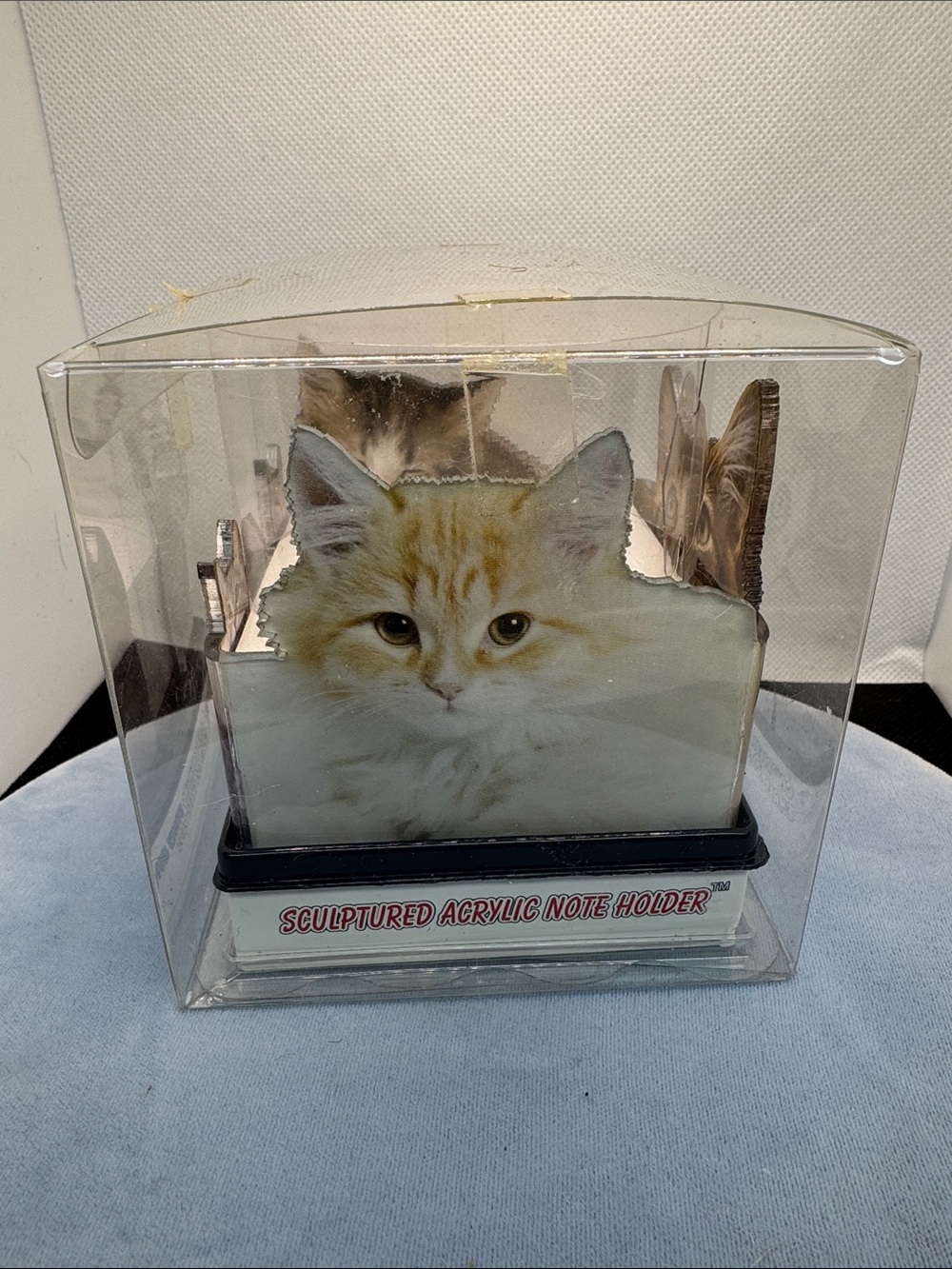 Sculptured Acrylic Cat Note Holder - Cream Kitten